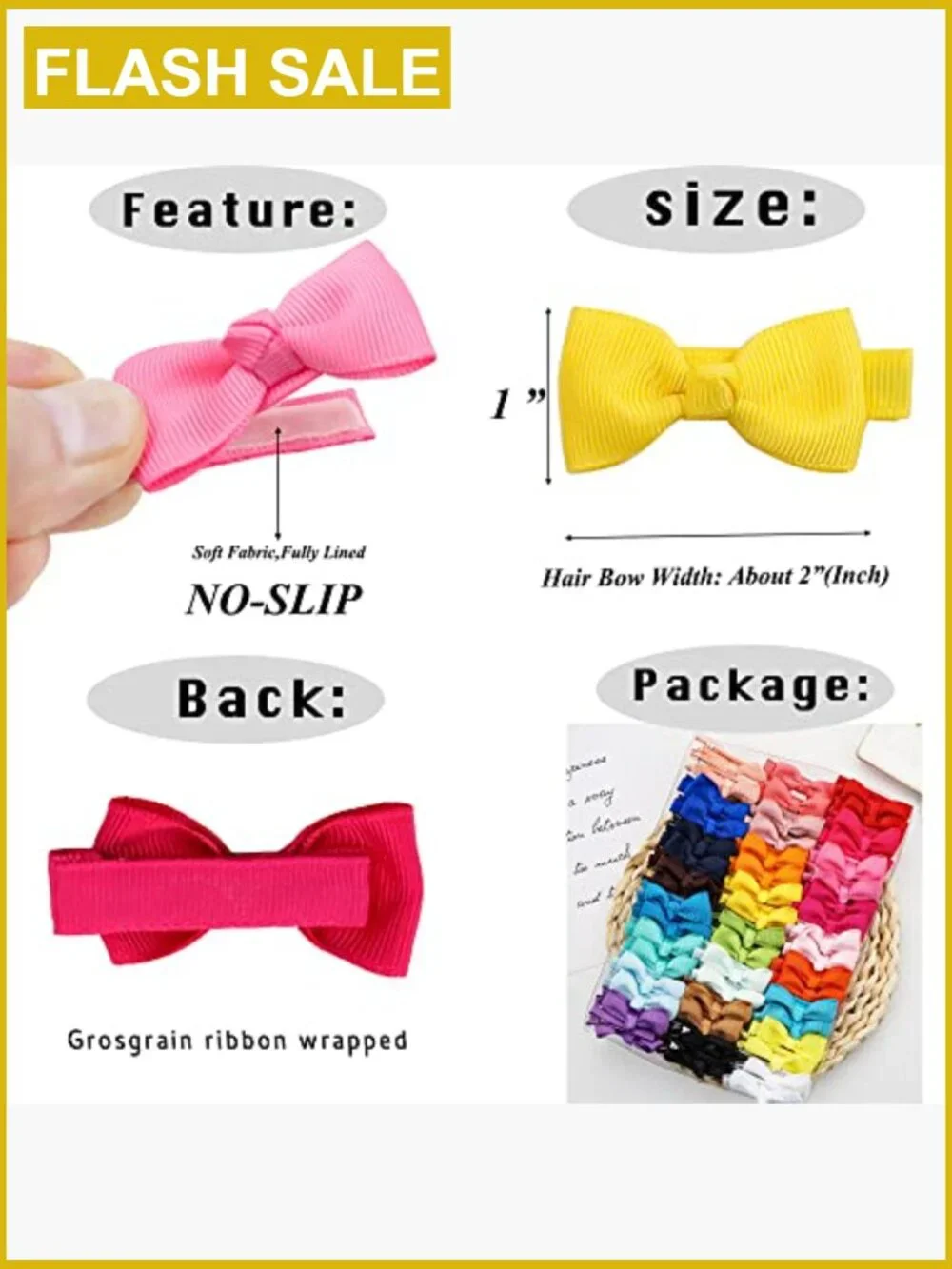 50-Piece Baby Hair Clips Bows Set Tiny Alligator Clips for Girls
